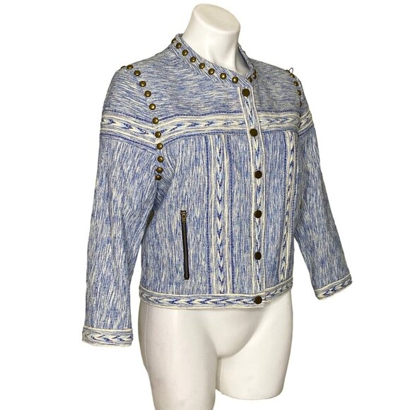 Rebecca Minkoff NWT $328 Blue Denim Studded Enabel Jacket, Women's Size 10 - Picture 4 of 13